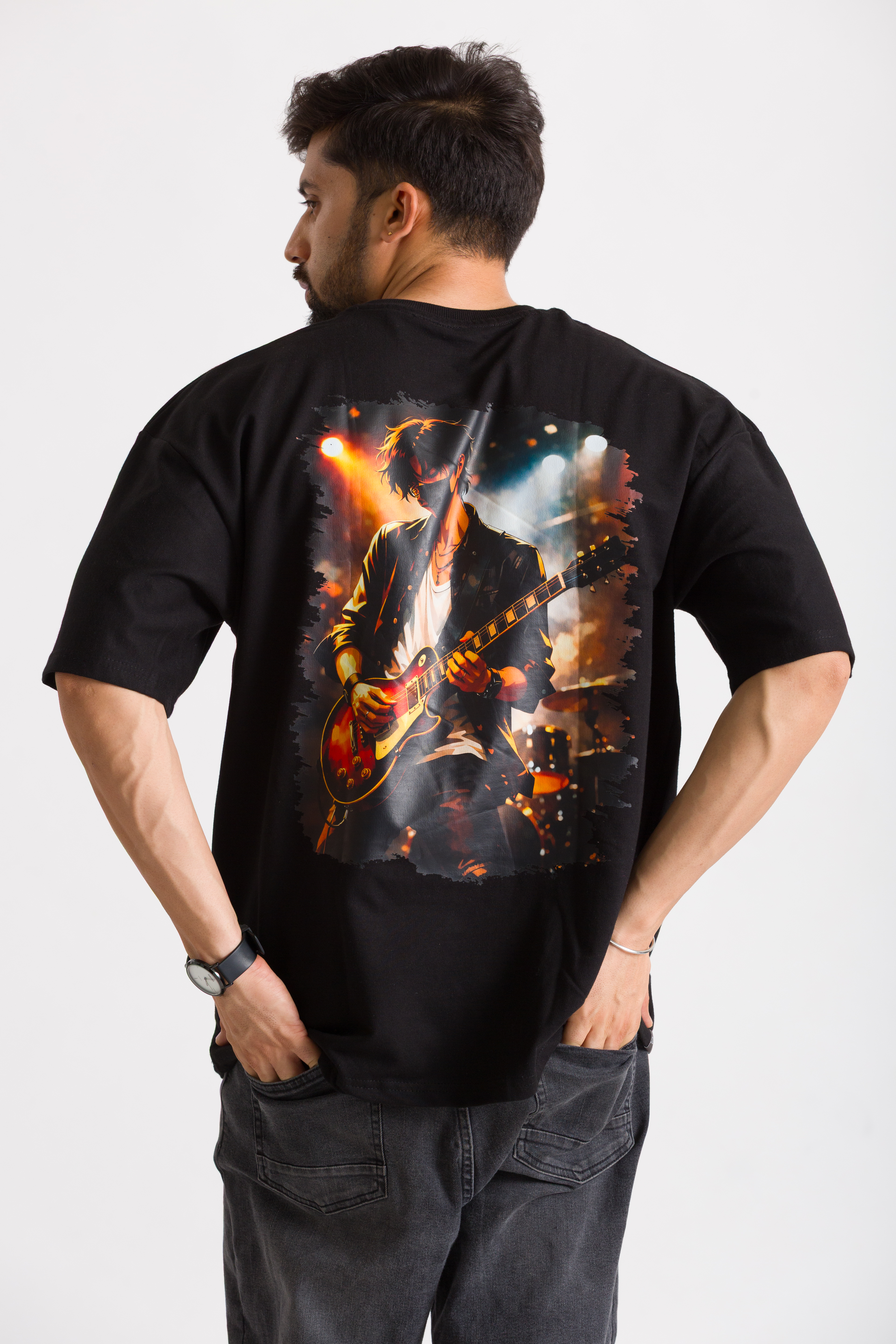 Guitar Back Printed Oversized T-shirt